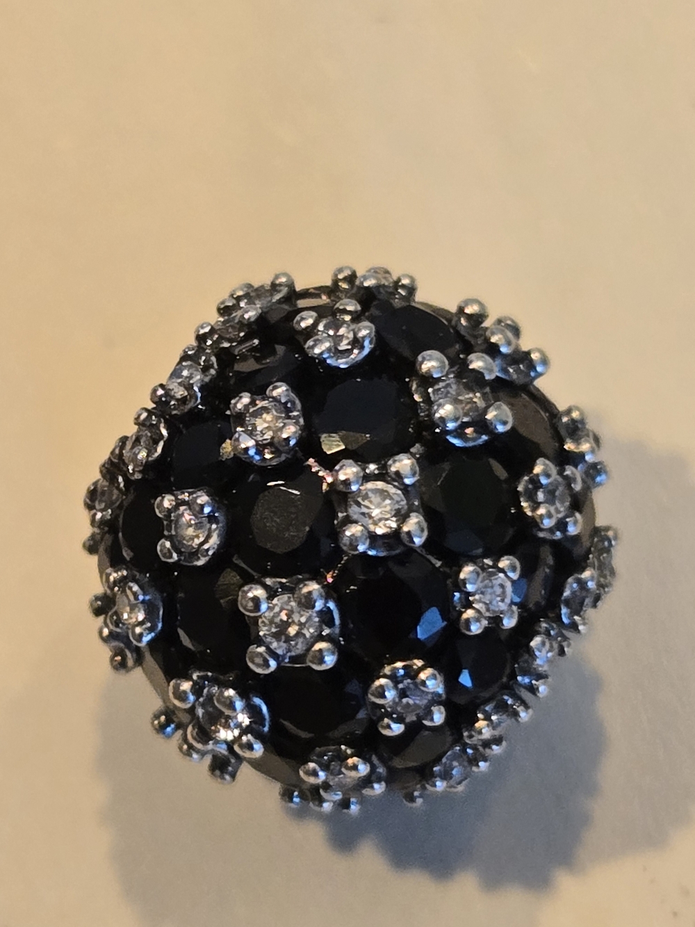 Black Crystal Dome Bracelet Charm